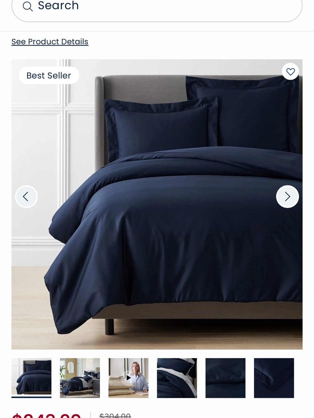 Company Store Supima Cotton Duvet Cover in deep navy